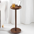 BLUEWEST Drink Table, 22" Tall Compact Side Table with Phone Slot and Weighted Base, Durable Pedestal Table Accent for Living Room (Flat, Walnut) - color: Walnut C