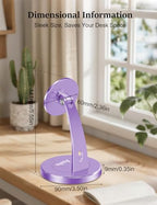 Aoviho Magnetic Phone Stand for Desk – 360° Rotating Aluminum Phone Holder, Stable Desk Stand for Office, Home & Kitchen, Compatible with iPhone 17 Pro Max 16–12 Series and MagSafe Cases, Purple - color: Purple