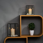 yshengood Large Glass Hurricane Candle Holder Set of 3 PCS, Black Frame and Glass Hurricane Candleholders - size: 3-Piece Set (3 Large)