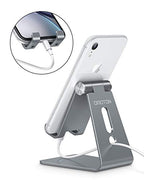 OMOTON Adjustable Cell Phone Stand, C2 Aluminum Desktop Phone Holder Dock Compatible with iPhone 15 14 13 Xs XR 8 Plus 7 6, Samsung Galaxy, Google Pixel, Android Phones, Grey - color: Grey