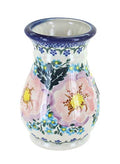 Blue Rose Polish Pottery - Pink Apple Blossom Small Vase - 5" Tall - Ceramic Flower Vase for Table, Shelf or Mantel Décor