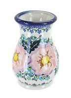 Blue Rose Polish Pottery - Pink Apple Blossom Small Vase - 5" Tall - Ceramic Flower Vase for Table, Shelf or Mantel Décor