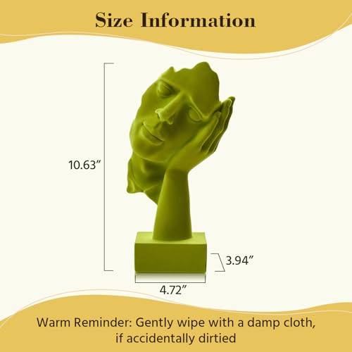 Velvet Flocked Thinker Sculpture for Bookshelf Decor, Hear No Evil Flocked Emotional Art Figurine Modern Abstract Art Statue Spring Decor for Home, Office, Desk Decor (Green) - color: Nohear-green