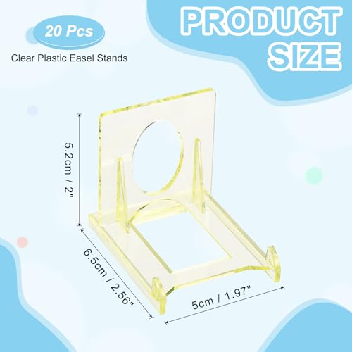 uxcell 20 Pack Book Display Stands, 2" Adjustable Display Holder Mini Clear Easel Collector Stand for Displaying Comics, Magazines, Postcards, Art works, DVDs, Medals, Yellow - color: Yellow