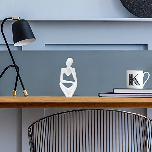 INNOLITES Resin Statue Thinker Style Decoration Abstract Sculptures Collectible Figurines for Home Decor Modern Office Shelf Desktop(White Right) - color: White-right