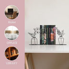 Cute Book Ends for Shelves - Decorative Flower & Vase Design, Heavy Duty Metal Bookends with Non-Slip Base - Novelty Gift for Book Lovers