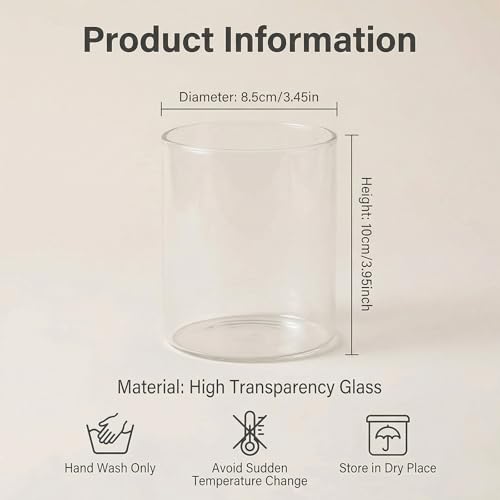 4 Inch Tall Clear Glass Cylinder Vase Flower Vase Decorative Table Centerpiece Arrangement Candle Holder High Hydroponic Floral Vase for Plants Bouquet Wedding Home Decor