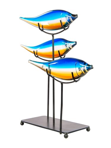 Dale Tiffany AS24126 Murano Style Garfish Handcrafted Art Glass Sculpture with Stand, Blue, 15-Inch Wide - size: 15-Inch Wide