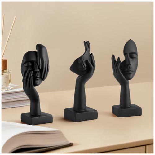 3 Pcs Thinker Small Statue Set - Black Art Abstract Decor, Modern Living Room Decoration, Knick Knacks for Shelves, Table Decor, Office Bookshelf, Shelf Side, Gift for Friends - color: Black Abstract Sculpture Decor