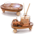 Dicunoy 2 Pack Acacia Wood Riser for Decor, 6" Small Wood Pedestal Display Stands for Kitchen Counter, Rustic Wooden Tray for Bathroom Counter, Tabletop Centerpieces, Entry Table, Farmhouse Decor