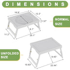 Artmeer Bed Tray Table with Folding Legs, Bamboo Breakfast Food Tray with Media Slot, Use As Platter, Laptop Desk, Snack, TV Tray Kitchen Serving Tray (White Large Adjustable Legs) - color: White, size: Large Adjustable