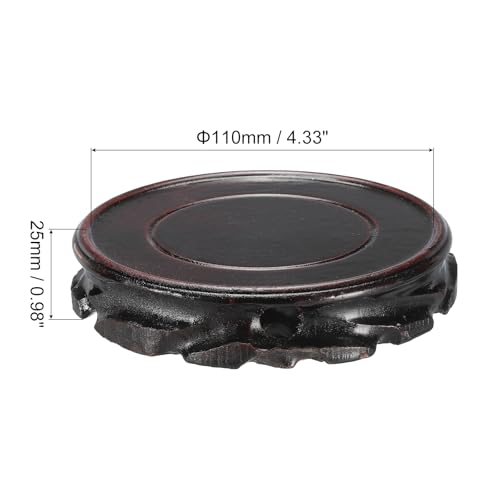 MECCANIXITY Wooden Display Stand Base Stand Holders 110mm/4.33 inch Diameter Black for Vase Bonsai Stone Furniture Stable Home Decoration Pack of 2