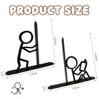 Stickman Style Metal Bookends, Funny Bookends for Shelves Decorative, Home Office Desk Cute Book Ends Reading Bookshelf Decor for Book Lovers Gift - style: StickMan