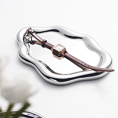 Ceramic Jewelry Dish for Women, Jewelry Tray Trinket Dish, Cloud Jewelry Holder Plate, Watch Keys Tray Ring Dish Holder for Mother's Day/Christmas/Thanksgiving/Birthday Gift(Silver) - color: Silver