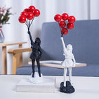 Flying Balloons Girl Statue,Resin Figure Sculpture Crafts Ornament Modern Art Sculptures for Home Decor,Anti-war Theme - style: Modern-6balloon