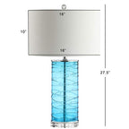JONATHAN Y 27.5" Turquoise Modern Fused Glass Table Lamp Set of 2 for Bedroom Living Room, Coastal Nightstand Bedside Lamp with White Linen Shade, LED Bulbs Included JYL4016A-SET2 - color: Turquoise