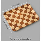 Rectangular Checkered Acacia Wood Serving Tray – Decorative Wooden Tray for Coffee Table, Snacks, and Food – Modern Wood Serving Tray for Kitchen, Dining, and Living Room Decor（13.7" x 9.8" x 0.6"）