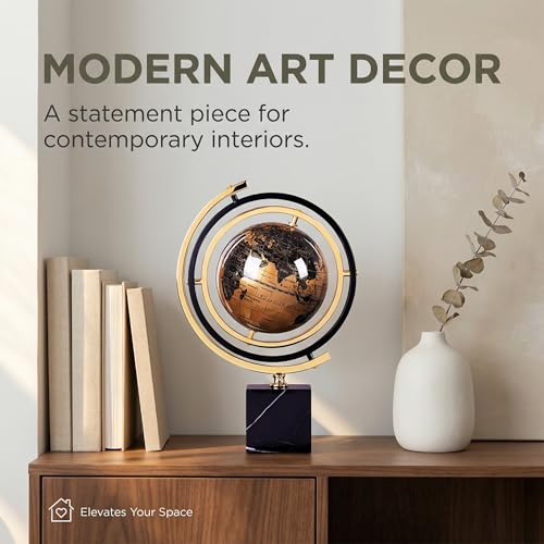 Modern Marble Sculpture, Abstract Art Inspired Tabletop Statue Decor - Minimalist Sculpture Home Decor for Living Room Shelf Desk Office - Unique Housewarming Gift, Black Solid Marble Base
