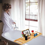 Premium Bathtub Tray Caddy - Bath Tray Bamboo Expandable - Bath Tub Tray Table for Bathtub - Expandable Size, Fits Most Bath Tubs - Natural Bamboo Wood - color: Natural