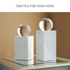 Signature Design by Ashley Sellner Modern 14 in. Crystal and Marble Sculpture, White & Clear - size: 5" W x 5" D x 14.25" H
