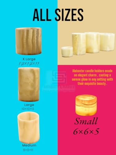 Single Alabaster Candle Holder, Sturdy Tealight Candle Holders, Translucent Stone for Calming Glow, Perfect for Ambient Lighting & Gifts, Warm Illumination, Multiple Sizes (Large) - size: Large