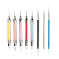 FULINJOY 8pcs Nail Art Design Tools, 5PCS Dual-Ended Nail Art Sculpture Pen Dotting Tools with 3PCS Nail Liner Brushes, Silicone Nail Polish Brushes Stainless Steel Carving Drawing Tool - size: 5+3 PCS