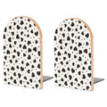 Wooden Bookends 2 Pcs,Black Hearts and Cute Dots Heavy Duty Office Book Ends Anti Slip Book Shelf Holder with Metal Base Decorative Book Stands - color: Black Hearts and Cute Dots