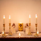 Sziqiqi Gold Candlestick Holders Set of 2 Taper Candle Holders Deluxe Ornate Candle Holders for Shabbat Taper Candles, Candle Centerpiece, Wedding Candles, Christmas Candle 7.4inch - color: Gold