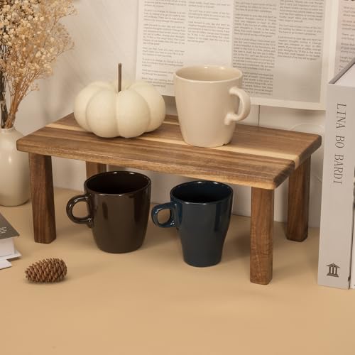 Acacia Wooden Desktop Organizer Shelf Kitchen Cabinet and Counter Riser Display Shelf for Top of Desk Home Office Bathroom Coffee Table Display Stand