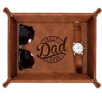 Leather Valet Tray for Best Dad – Personalized Engraved Catch All Tray with Custom Name or Initials – Unique Leather Organizer Gift for Father’s Day, Birthday, or Christmas from Daughter, Son, or Wife - style: Best Dad