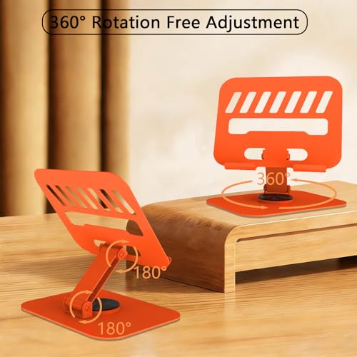 Metal Tablet Stand, Adjustable 360° Rotation Tablet Holder Compatible with 4-13" Tablet Such as iPad Pro Air, iPad mini, Tab S11 10, Surface Pro 12 (Orange) - color: Orange