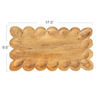 Creative Co-Op Scalloped Mango Wood Tray, Natural