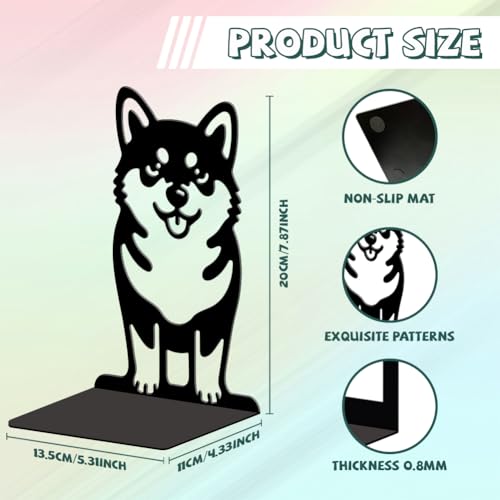 Peacoblue Metal Bookends for Shelves, Modern Decorative Heavy Duty Study Book Ends Stoppers for Office, Desk, Shelf, Room 5.3"x4.3"x7.9" Cast Iron Simple Tall Bookends 1 Pair (Cute Shiba Inu) - style: Cute Shiba Inu