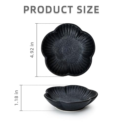 Koythin Ceramic Candlestick Holder for Pillar Candles, Floral Shape Candle Stand & Dish Bowl for Candlesticks, Incense, Decorative Ceramic Plate Tray for Table Centerpiece and Home Decor (Black) - color: Black
