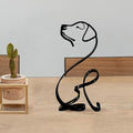 Dog Minimalist Art Wall Sculpture, Abstract Metal Wire Geometric Line Drawing Art Statue (Dog)