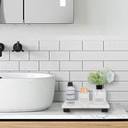 Bathroom Vanity Tray and White Marble Kitchen Soap Tray, Luxurious Small Accessory for Table/Countertop (Black-Rectangle, 8" x 4" x 1") - size: 8" x 4" x 1"