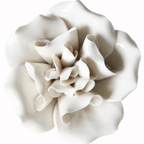 Ceramic Flower Wall Decor Handmade Rose Art Flower for Living Room Home Hallway Bedroom Kitchen Farmhouse Bathroom Dining Room Camellia White 3.5 in - color: Camellia White, size: 3.5 in