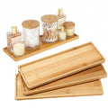 Chengu 3 Pcs Bamboo Vanity Trays for Bathroom Small Wooden Serving Tray for Bathroom Counter Food Appetizer Tea Dessert Kitchen Candle Tissue Toilet Tank Home Decor, 11 x 4 Inch(Rectangle Edge Style) - style: Rectangle Edge Style