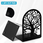 HappyHapi Book Ends, Metal Bookends for Shelves, Modern Tree Book Ends Decorative, Heavy Duty Book Holders Book Stoppers for Home Office Decor, 6.9"x4.7"x3.5" (5 Pairs/10 Pcs)