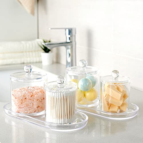 SheeChung Acrylic Vanity Tray, 2 Pack, Clear, 9.65 in x 4.5 in x 0.79 in, Catchall Tray, Countertop Sink Tray Dispenser, Sturdy Holder for Cabinet, Shelf, Cupboard, or Closet Organization - color: Clear Acrylic, size: 2 Pack (9.65" x 4.5" x 0.79")