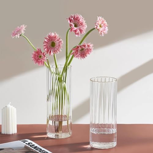 Gute 8 Inch Glass Vases for Decor, Flower Vase for Home Decor, Modern Decorative Clear Vase Centerpieces Living Room, Kitchen, Office Wedding or Gifts - size: 8inch