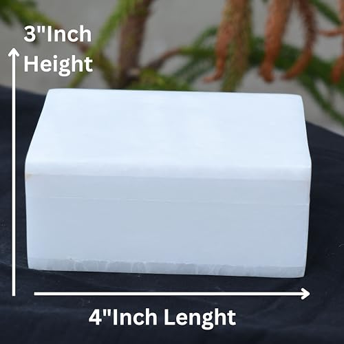 Marble Gift Box 4x3 inch - Hand Carved, Marble Jewelry Box - Keepsake Box - Trinket Boxes - Decorative Boxes - Stylish and Durable - Versatile, Luxury Stone Box for Storage and Organizing