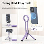 ULANZI MA30 Magnetic Phone Tripod Stand for iPhone, Aluminium Maglock Smartphone Mini Tripod Pocket Cell Phone Stand Strong Magnet Compatible with iPhone 17 16 15 14 13 12 Series, Lavender - color: Lavender