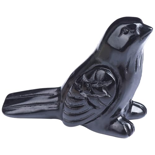 Black Obsidian Crystal Bird Carving Hand Carved Gemstone Bird Figurine 2.4 Inch Polished Animal Sculpture Healing Stone Home Office Desk Decoration Gift Collection - color: Obsidian Bird