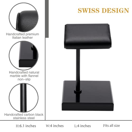 Watch Stand | Watch Display Stand |Premium Leather Natural Marble Base | Watch Display Fits All Watches | watch stand | Watch Holder Organizer for Men