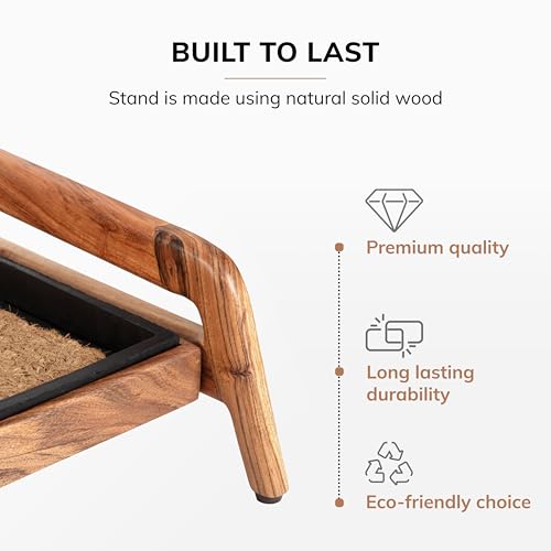Anji Mountain Heavy Duty Waterproof Wooden Shoe Storage Mat Organizer/Boot Storage Tray Multi Use for Entryway with Coir, Tan Insert, 1 Tier, Fits 2 Pair (26.5" Wide) - color: Tan, size: 1 Tier, Fits 2 Pair