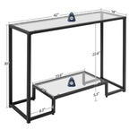 Yaheetech 42 Inch Console Table, Tempered Glass Entryway Table, 2-Tier Sofa Tables with Storage Shelves, Entrance Tables for Hallway Living Room, Black - color: Black