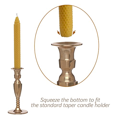 DEYBBY Handmade Beeswax Taper Candles, Dripless Wax Candles, Hand-Rolled Honeycomb Candles for Dinner Party, Set of 6 Flat Top（Brown Raw） - color: Brown Raw, size: 6 Pack