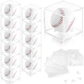 12 Pack Assembled Baseball Display Case, UV-Blocking Acrylic Baseball Holder Display Case, 3.2 Inch Cube Clear Softball Holder Box, Signed Baseballs Protector for Collectibles, Tennis Ball - size: Case B: 3.35 in-12 pcs