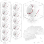 12 Pack Assembled Baseball Display Case, UV-Blocking Acrylic Baseball Holder Display Case, 3.2 Inch Cube Clear Softball Holder Box, Signed Baseballs Protector for Collectibles, Tennis Ball - size: Case B: 3.35 in-12 pcs